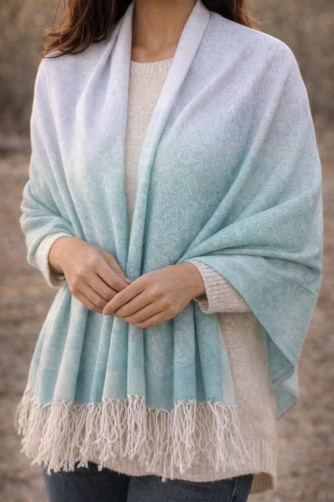 Ombre Pashmina Shawl - Sky Blue