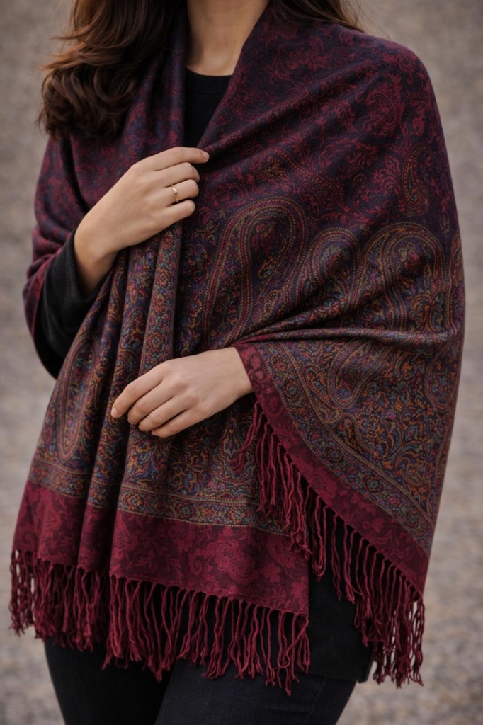 Burgundy Paisley Shawl