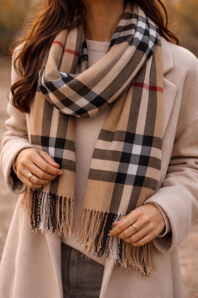 Classic Plaid Scarf - Camel